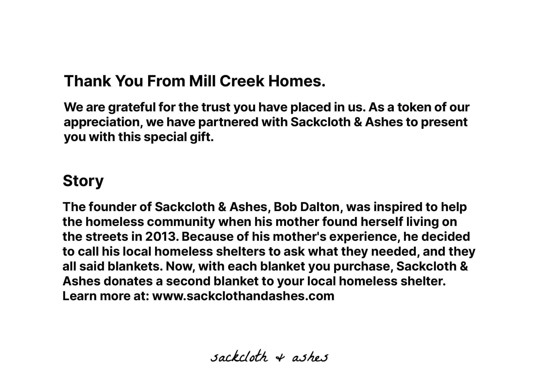 FREE Custom Story Card- Mill Creek Homes